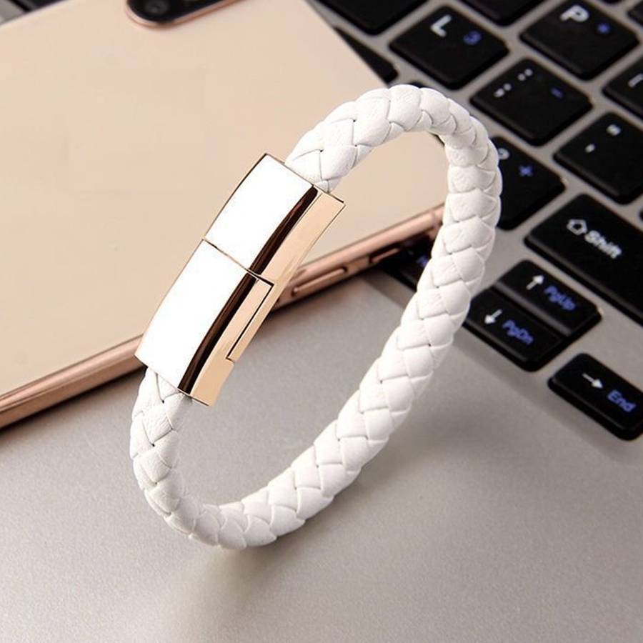 XJ-27 3A USB to USB-C / Type-C Creative Bracelet Data Cable, Cable Length: 22.5cm(White)