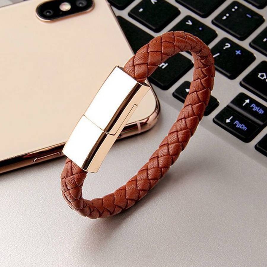 XJ-27 3A USB to USB-C / Type-C Creative Bracelet Data Cable, Cable Length: 22.5cm(Brown)