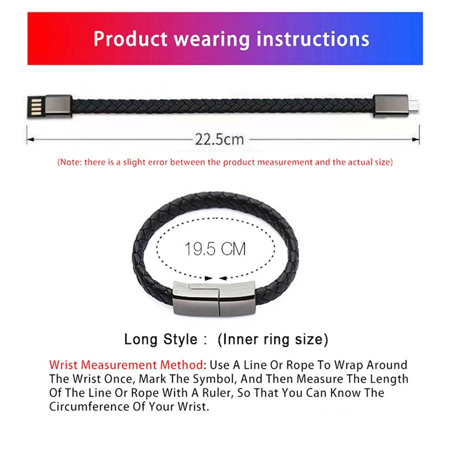 XJ-27 3A USB to USB-C / Type-C Creative Bracelet Data Cable, Cable Length: 22.5cm(Brown)