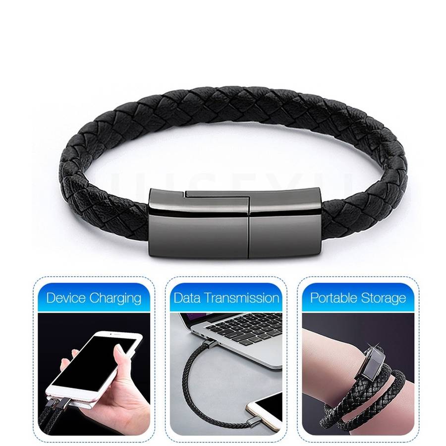 XJ-27 3A USB to USB-C / Type-C Creative Bracelet Data Cable, Cable Length: 22.5cm(Brown)