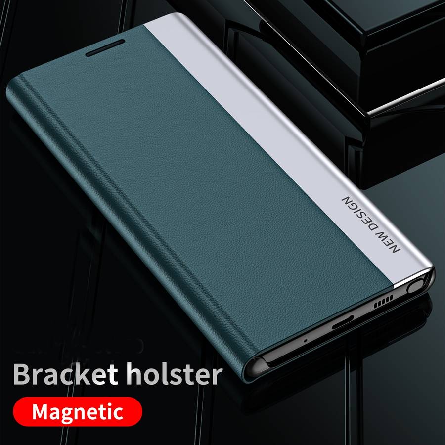 For Samsung Galaxy S21 Ultra 5G Side Electroplated Magnetic Ultra-Thin Horizontal Flip ... (Green)