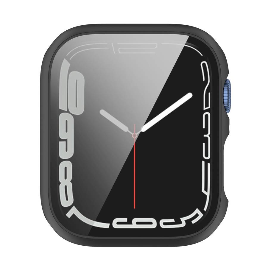 Shockproof PC Protective Case with Tempered Glass Film For Apple Watch Series 9 / 8 / 7 45mm(red)