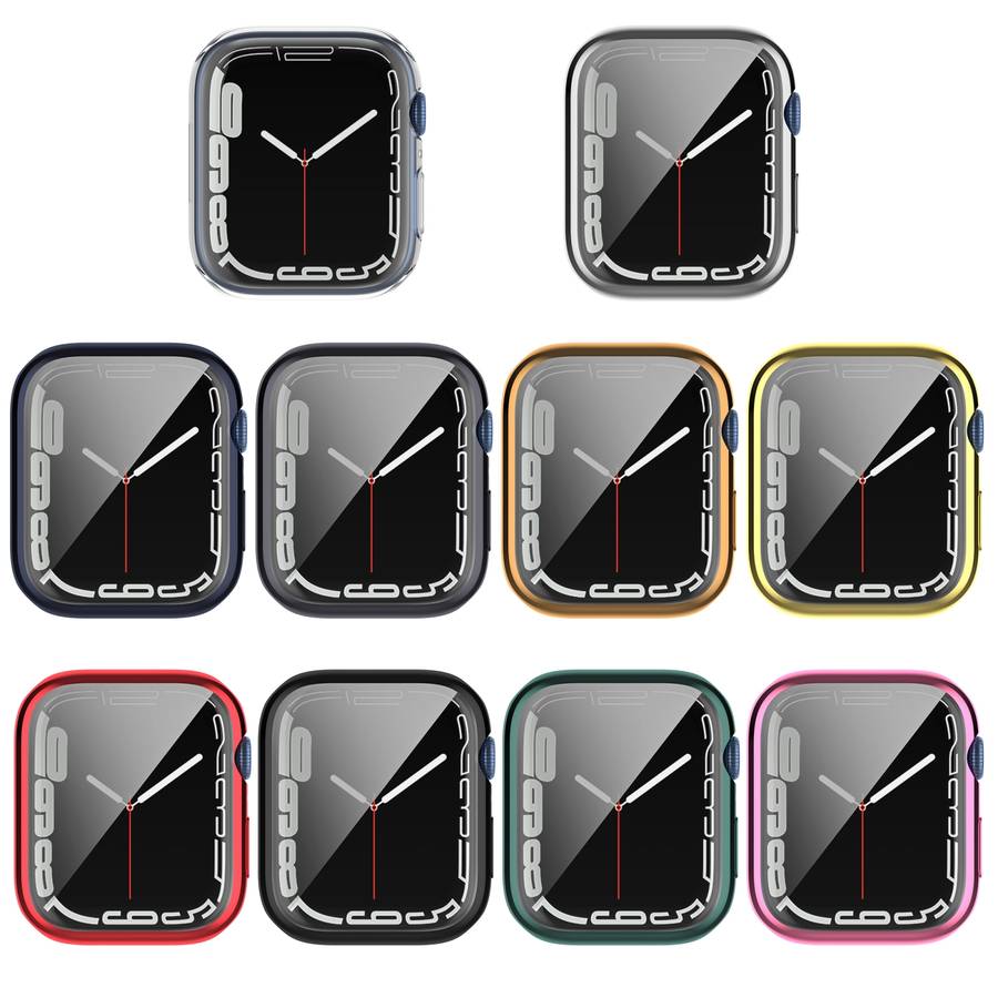Shockproof TPU Full Protective Shell with Protective Film For Apple Watch Series 9 / 8 ... (Black)
