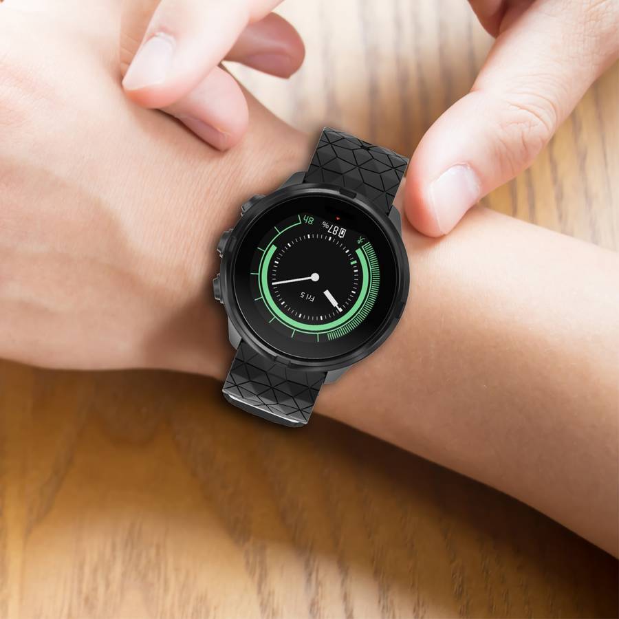 For Suunto 7 24mm Mixed-Color Silicone Watch Band(Black+Green)