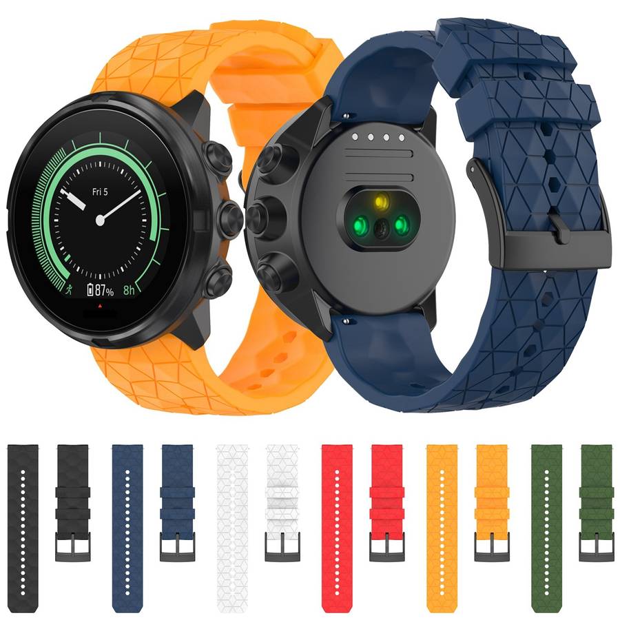 For Suunto 7 24mm Football Pattern Silicone Solid Color Watch Band(Amy Green)