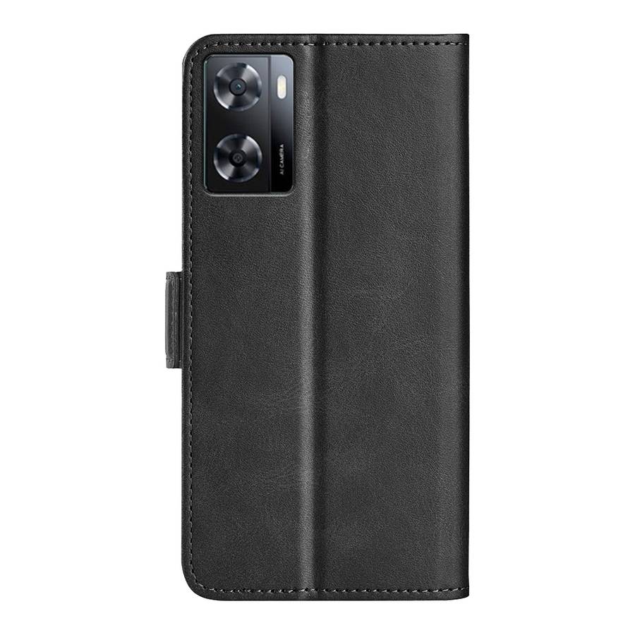 For OPPO A57 4G Dual-side Magnetic Buckle Horizontal Flip Leather Phone Case(Black)