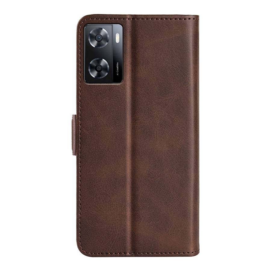 For OPPO A57 4G Dual-side Magnetic Buckle Horizontal Flip Leather Phone Case(Black)