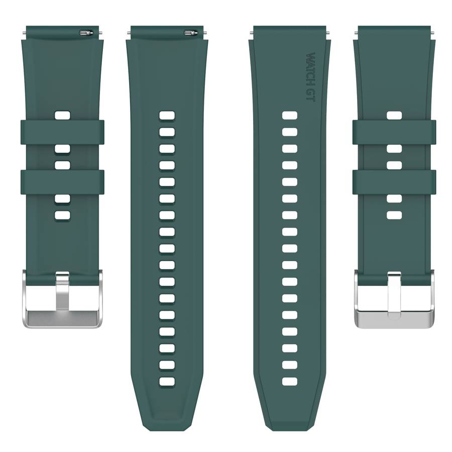 Protruding Head Silicone Strap Silver Buckle For Samsung Galaxy Watch 46mm 22mm(Dark Green)
