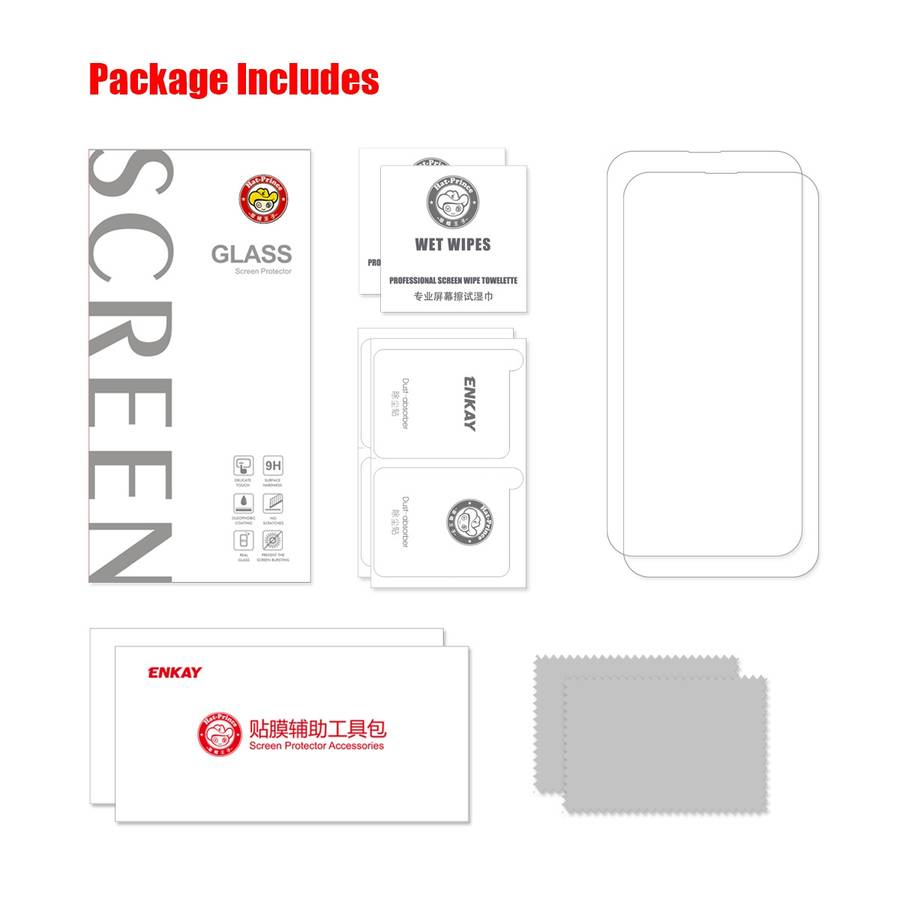 For iPhone 14 Pro 2pcs ENKAY 0.26mm 9H 2.5D Tempered Glass Film