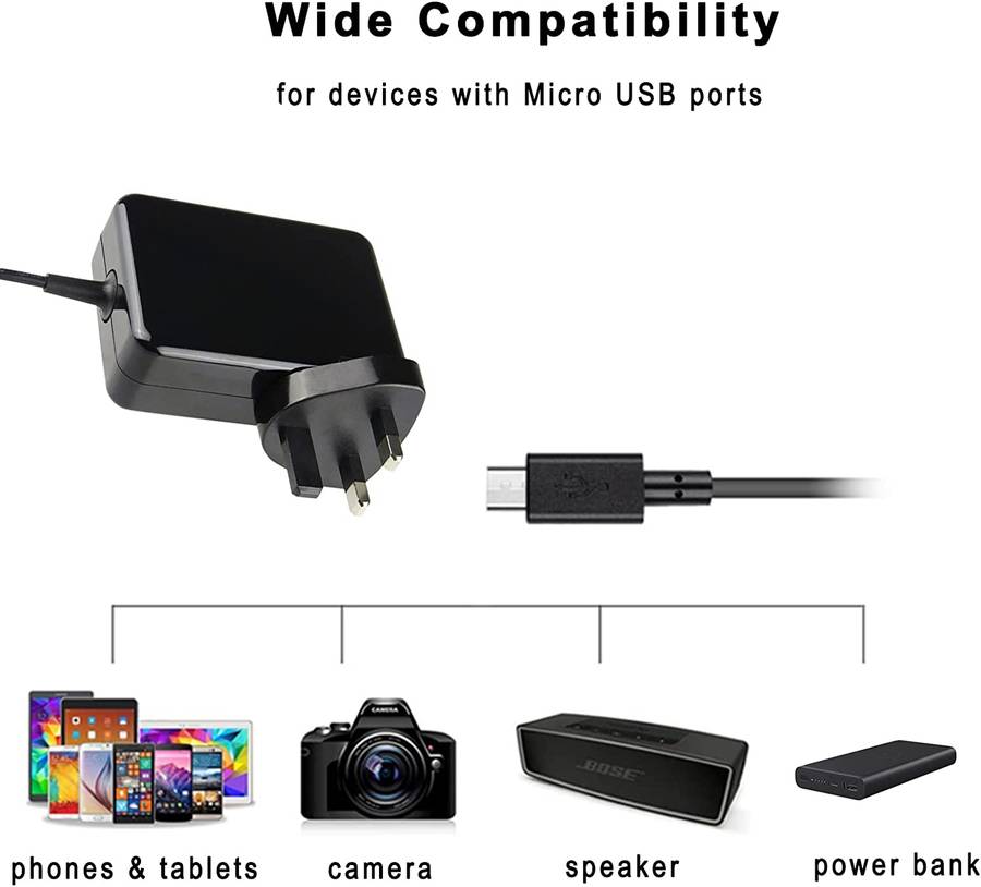 13W 5.2V 2.5A Android Port Power Adapter For Microsoft Surface3 1624 1645, UK Plug