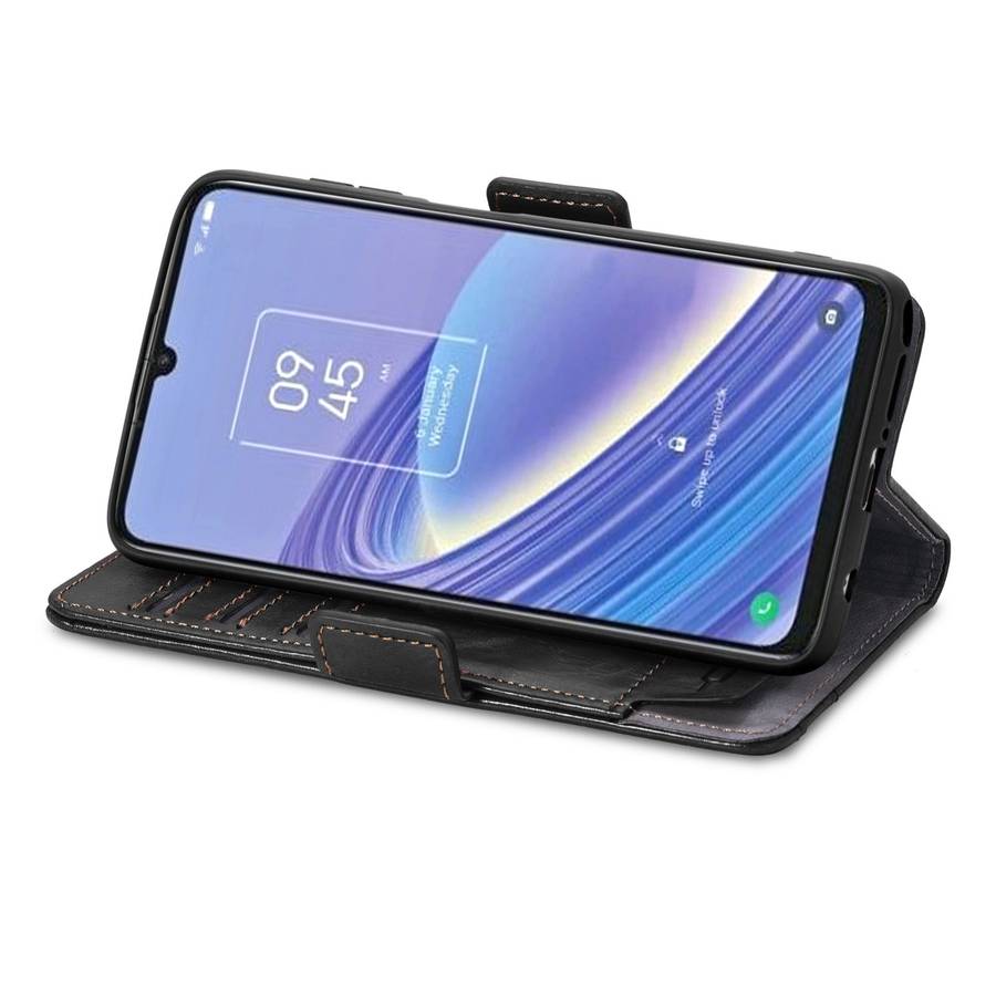 For TCL 40 SE CaseNeo Splicing Dual Magnetic Buckle Leather Phone Case(Black)