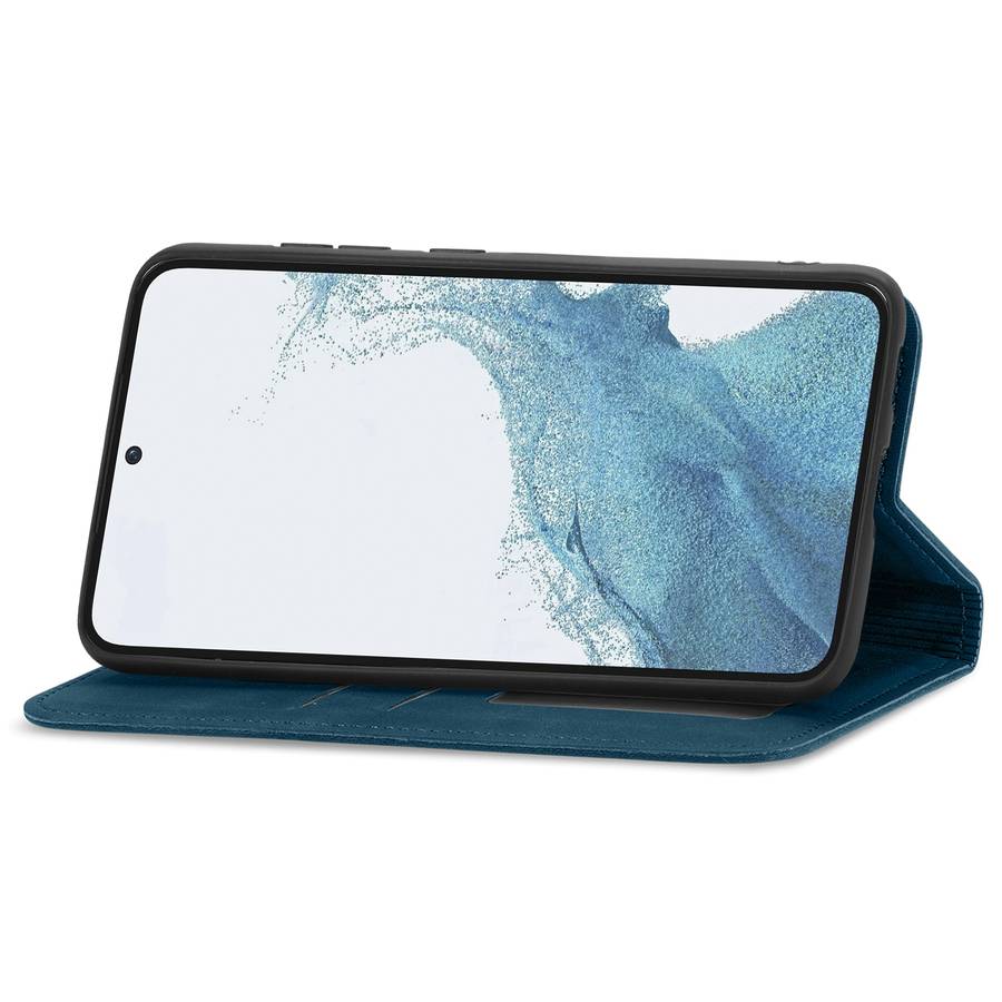 For Samsung Galaxy S23 5G Retro Skin Feel Magnetic Leather Phone Case(Blue)
