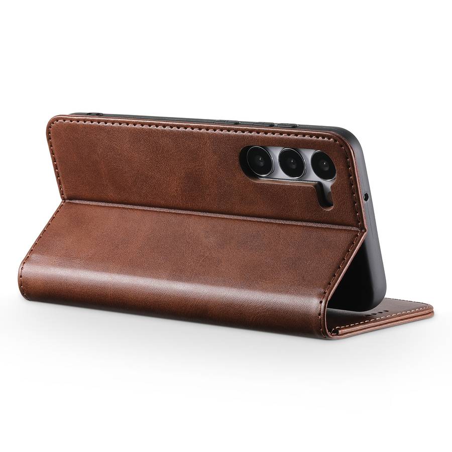 For Samsung Galaxy S23 5G Suteni Calf Texture Horizontal Flip Leather Phone Case(Brown)