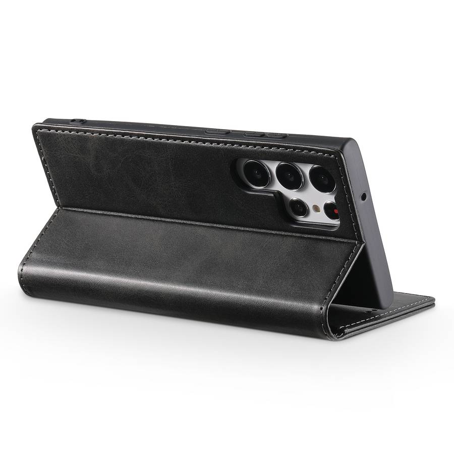 For Samsung Galaxy S23 Ultra 5G Suteni Calf Texture Horizontal Flip Leather Phone Case(Black)