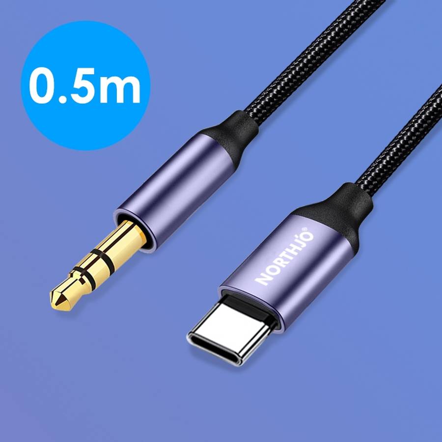 NORTHJO UTM03 Type-C to 3.5mm Audio Aux Jack Headphone Cable, Length:0.5m