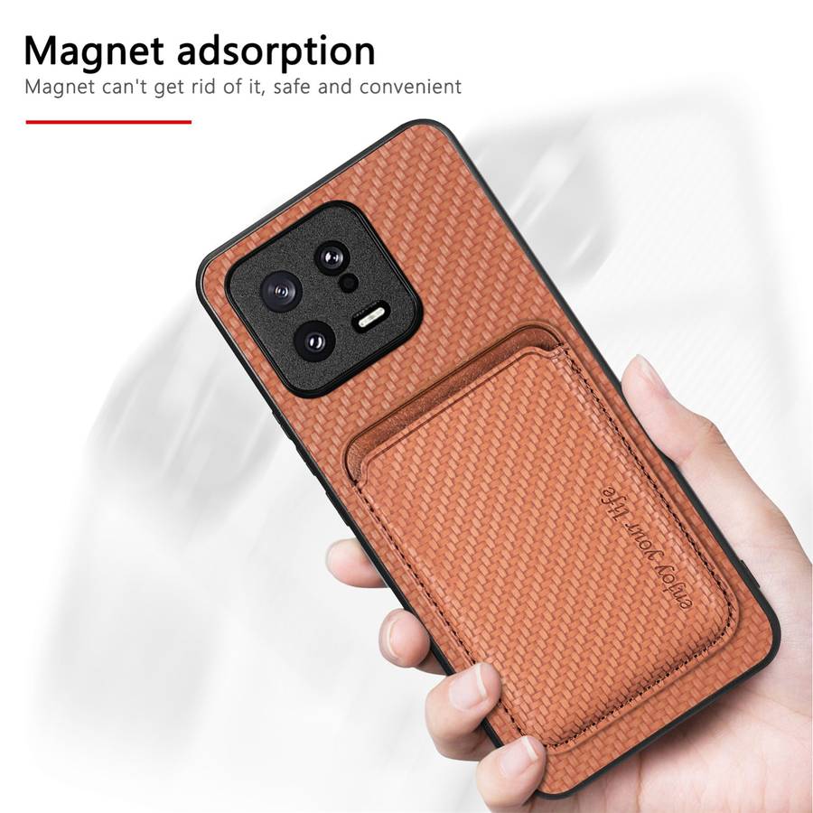 For Xiaomi 14 Pro Carbon Fiber Leather Card Magnetic Phone Case(Black)