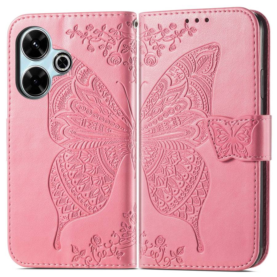 For Xiaomi Redmi 13 4G Butterfly Love Flower Embossed Leather Phone Case(Pink)