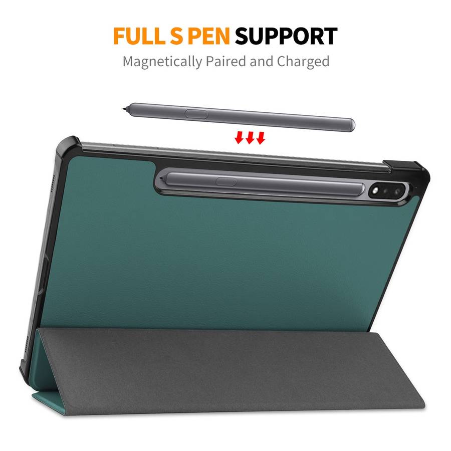 For Samsung Galaxy Tab S9 ENKAY Tri-fold Custer Texture Leather Smart Tablet Case(Grey)