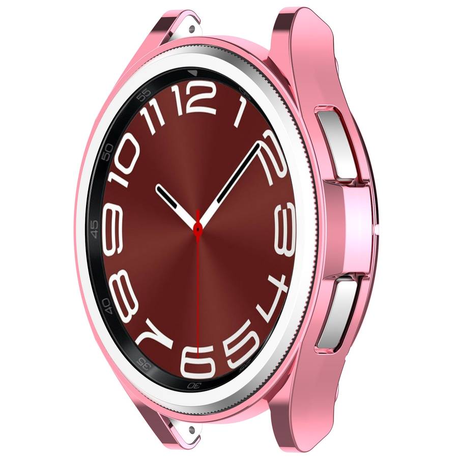 For Samsung Galaxy Watch6 Classic 47mm Electroplated TPU Half Pack Hollow Watch Protect ... (Pink)