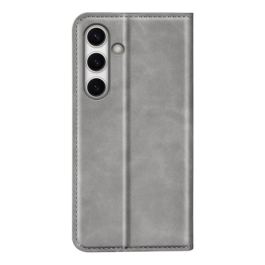 For Samsung Galaxy S24 FE 5G Retro-skin Magnetic Suction Leather Phone Case(Grey)