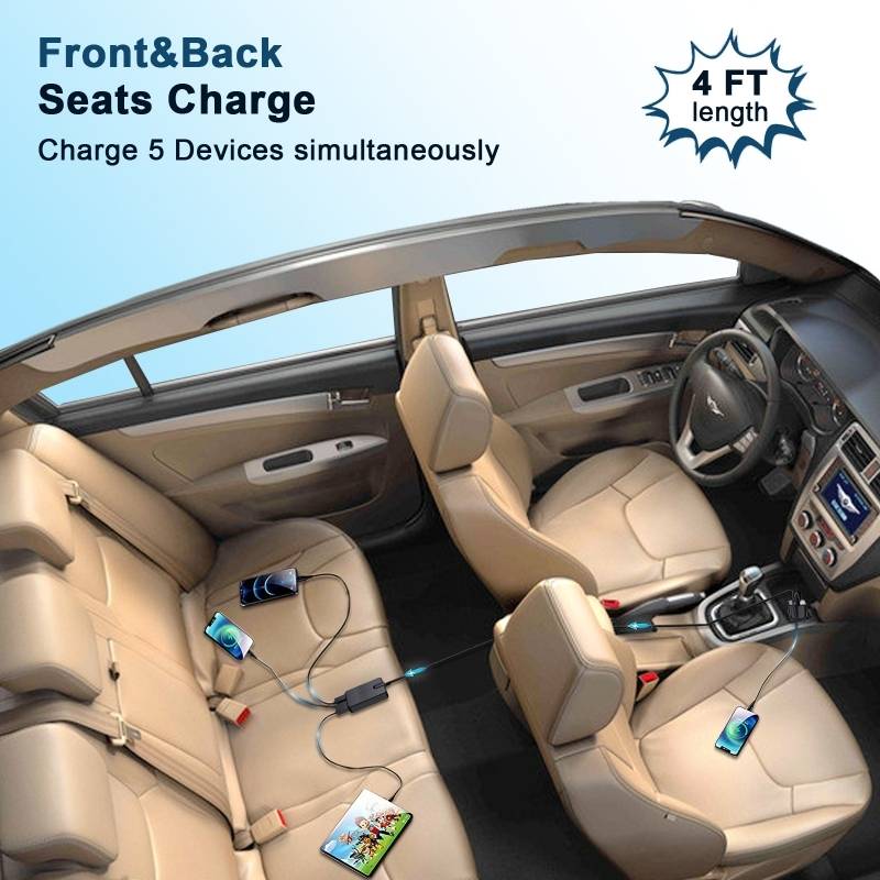 TR-43 For Back Seat PD 18W Fast Charging Car Charger 2m Extention Charger Adapter