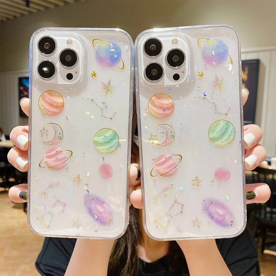 For iPhone 16 Plus Cosmic Star Glitter Epoxy TPU Phone Case(Transparent)