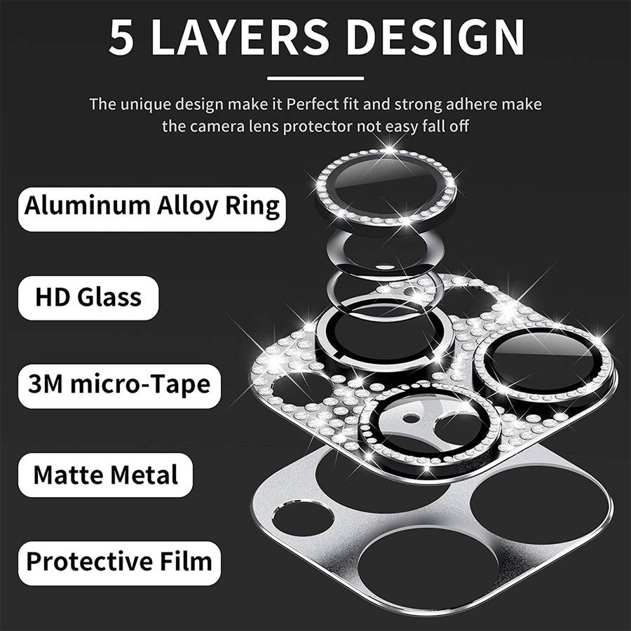 For iPhone 15 Pro / 15 Pro Max ENKAY Hat-Prince Blink Diamond Camera Lens Aluminium A ... (Silver)