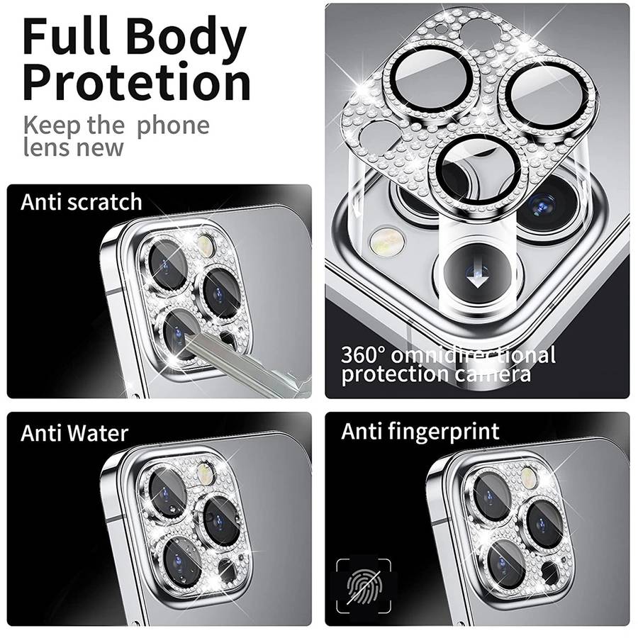 For iPhone 15 Pro / 15 Pro Max ENKAY Hat-Prince Blink Diamond Camera Lens Aluminium A ... (Silver)