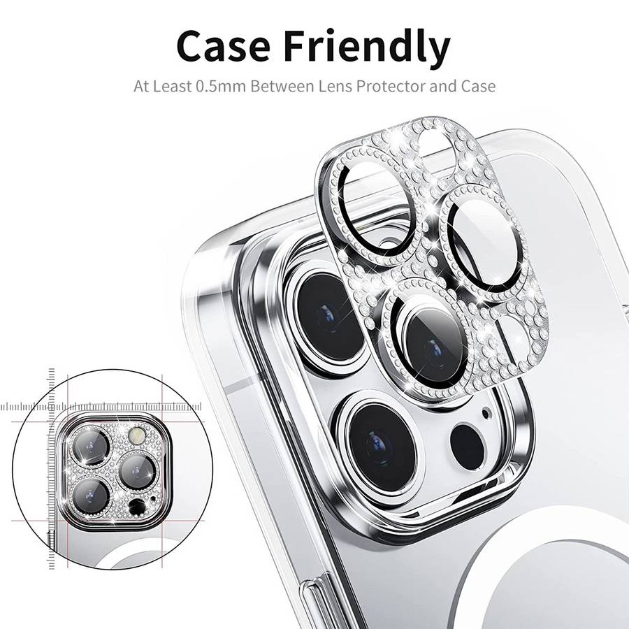 For iPhone 15 Pro / 15 Pro Max ENKAY Hat-Prince Blink Diamond Camera Lens Aluminium A ... (Silver)
