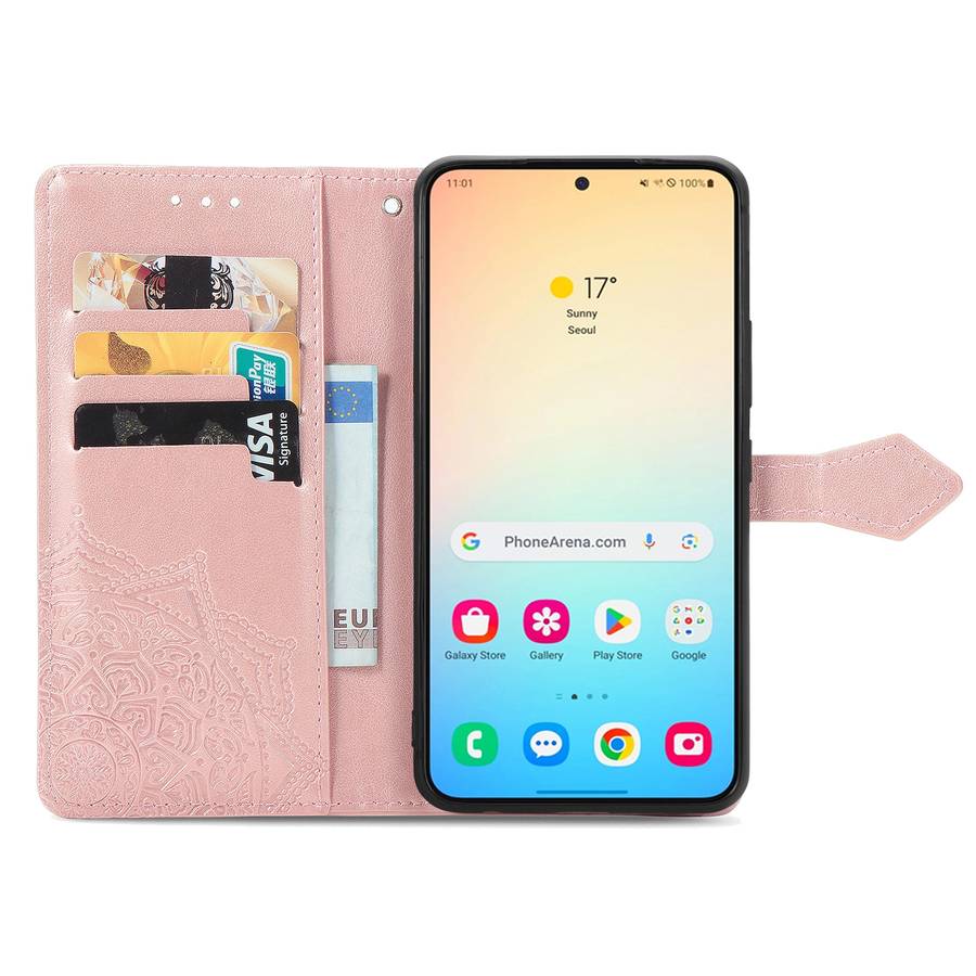 For Samsung Galaxy S24 5G Mandala Flower Embossed Leather Phone Case(Rose Gold)