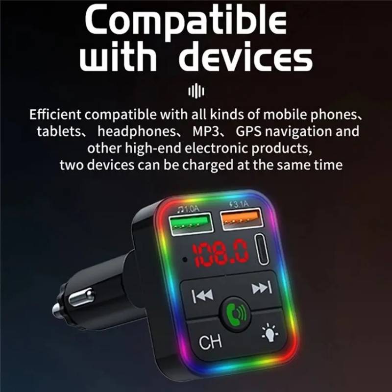 P2 Dual USB Port Cigarette Lighter Car Charger Support Bluetooth Hands Free Calling Car Player Charg
