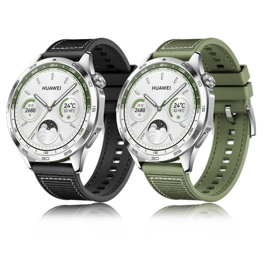 For Huawei Watch GT4 46mm Nylon Silicone Leather Watch Band(Gray)