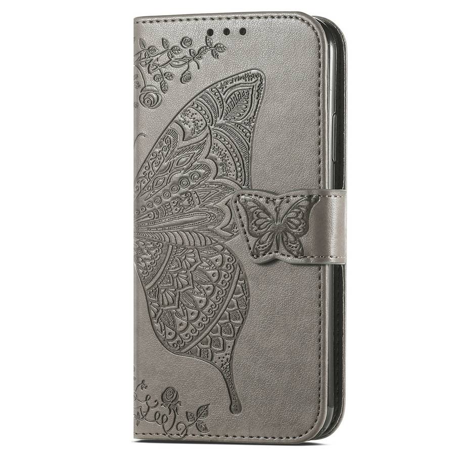 For Xiaomi Redmi K70 Butterfly Love Flower Embossed Leather Phone Case(Grey)