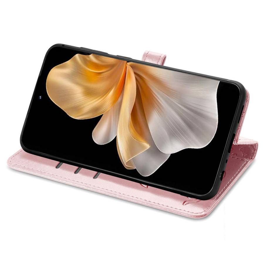 For vivo S18 Pro Cat and Dog Embossed Leather Phone Case(Rose Gold)