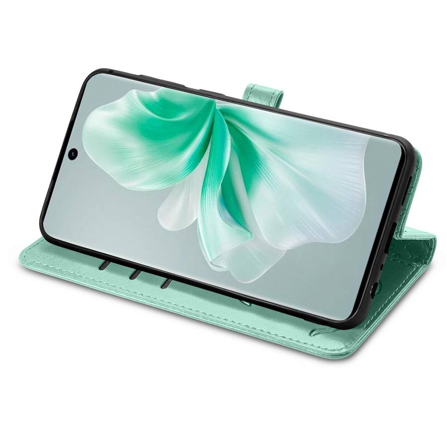 For vivo S18 Cat and Dog Embossed Leather Phone Case(Green)