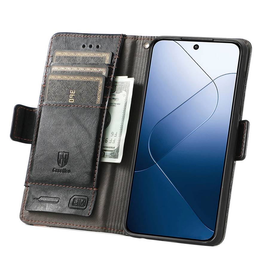 For Xiaomi 14 Pro CaseNeo Splicing Dual Magnetic Buckle Leather Phone Case(Black)