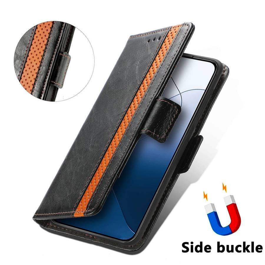 For Xiaomi 14 Pro CaseNeo Splicing Dual Magnetic Buckle Leather Phone Case(Blue)