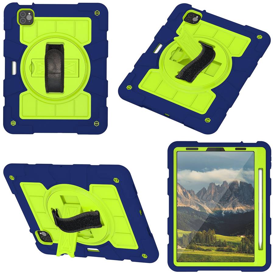 For iPad Pro 11 2018 / 2020 Silicone Hybrid PC Shockproof Tablet Case with ... (Tibetan Turquoise)
