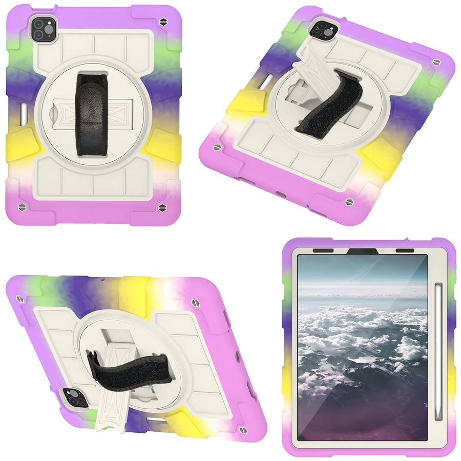 For iPad Pro 11 2018 / 2020 Silicone Hybrid PC Shockproof Tablet Case with S ... (Colorful Purple)