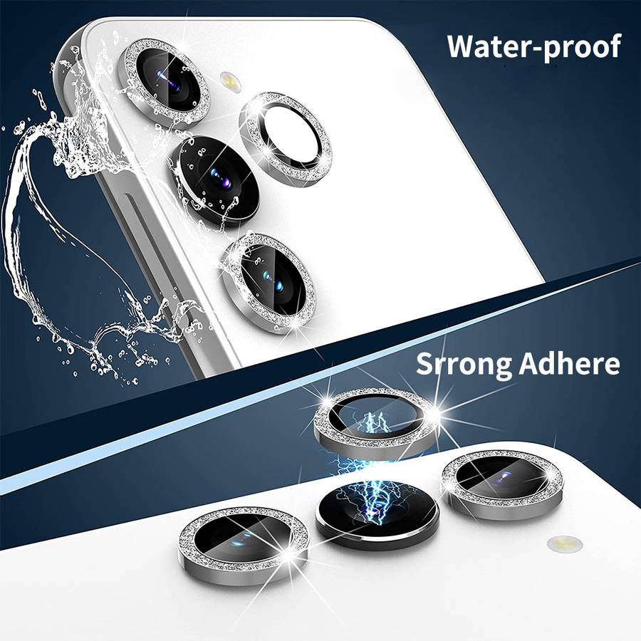 For Samsung Galaxy S24+ 5G ENKAY Hat-Prince 9H Rear Camera Lens Glitter Aluminium All ... (Silver)