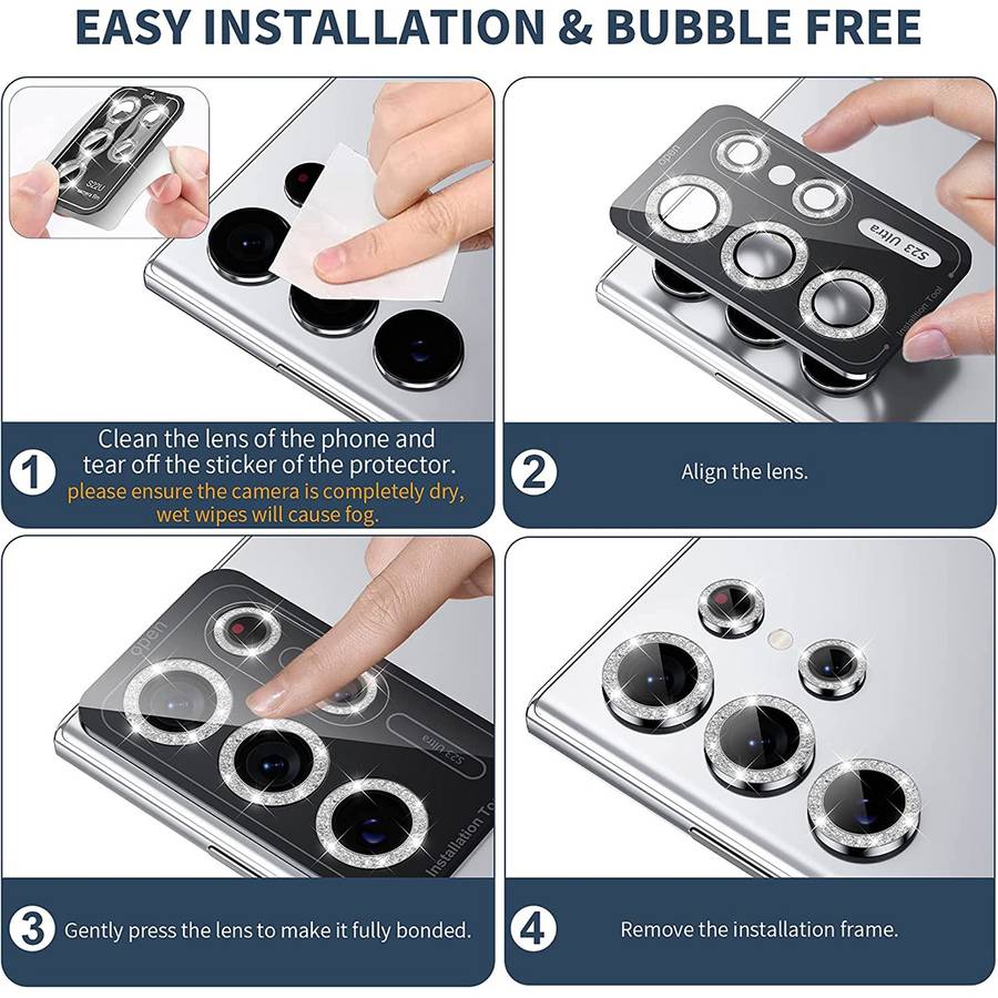 For Samsung Galaxy S24+ 5G ENKAY Hat-Prince 9H Rear Camera Lens Glitter Aluminium All ... (Silver)