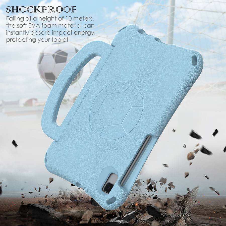 For Samsung Galaxy Tab A7 Lite 8.7 T220/T225 Handle Football Shaped EVA Shockproo ... (Light Blue)