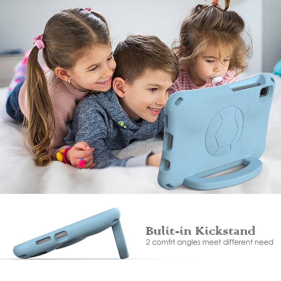 For Samsung Galaxy Tab A7 Lite 8.7 T220/T225 Handle Football Shaped EVA Shockproo ... (Light Blue)