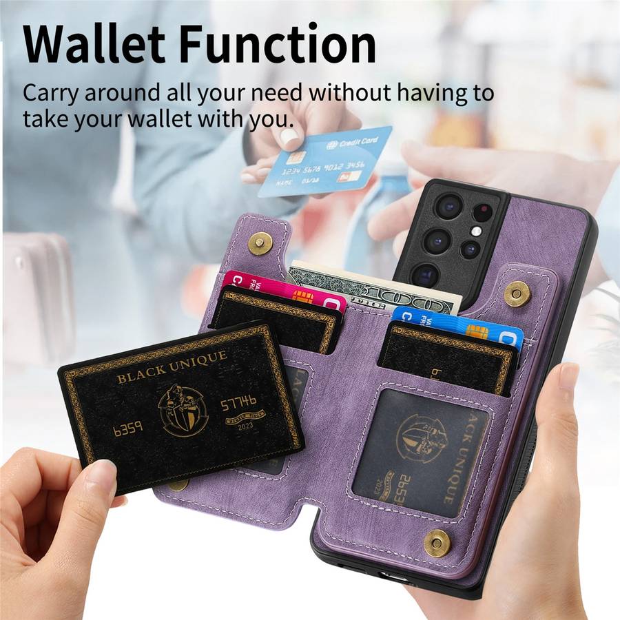 For Samsung Galaxy S21 Ultra 5G Retro Leather Zipper Wallet Back Phone Case(Purple)