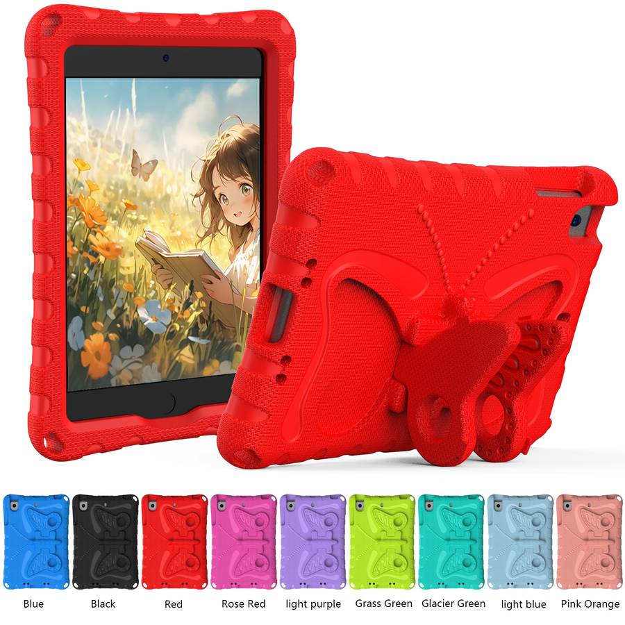 For iPad mini 1/2/3/4/5 Butterfly Bracket EVA Shockproof Tablet Case(Red)