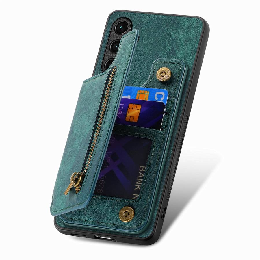 For Samsung Galaxy S25 Ultra 5G Retro Leather Zipper Wallet Back Phone Case(Green)