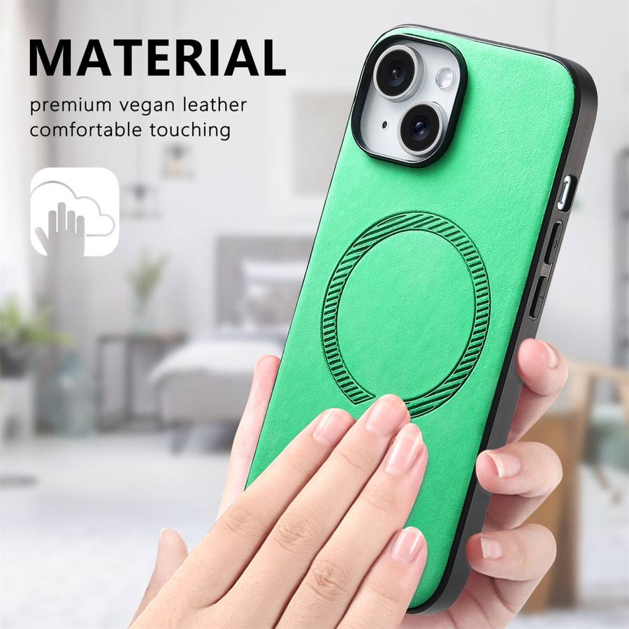 For iPhone 11 Pro Solid Color Retro Magsafe PU Back Cover Phone Case(Green)