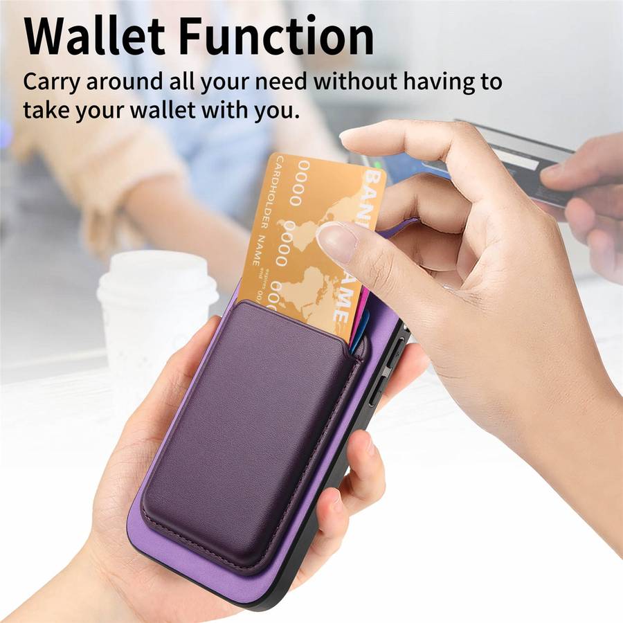 For iPhone 14 Retro Magsafe Card Bag PU Back Cover Phone Case(Purple)