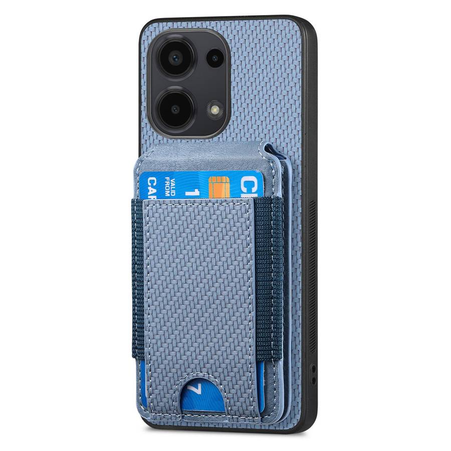 For Xiaomi Redmi Note 12 4G Carbon Fiber Vertical Flip Wallet Stand Phone Case(Blue)