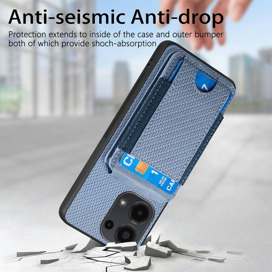 For Xiaomi Redmi Note 12 4G Carbon Fiber Vertical Flip Wallet Stand Phone Case(Blue)